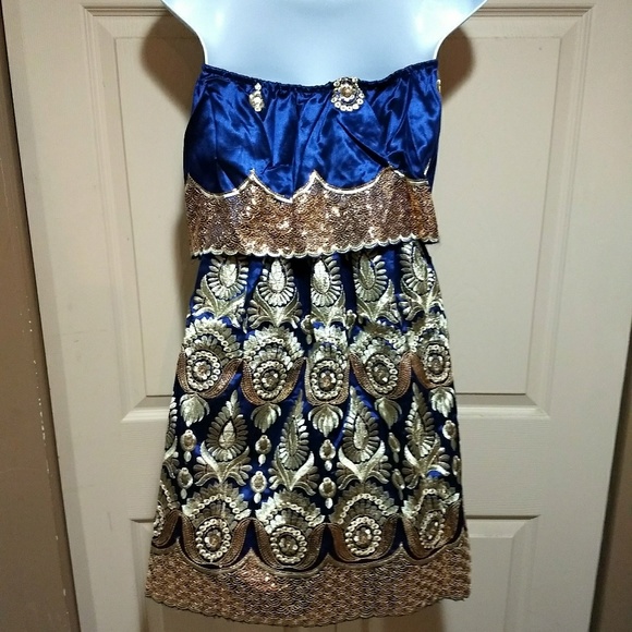 💣Stunning Cobalt Blue Strapless Mini-dress - Picture 4 of 8